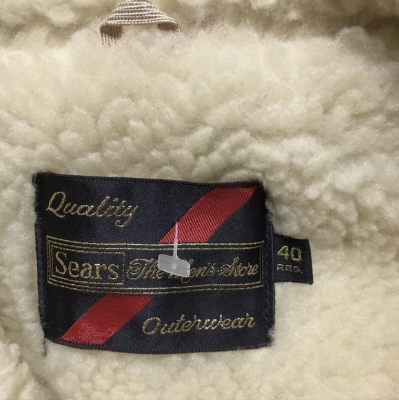 Vintage 70's Sears Men's Denim Jean Sherpa Jacket Coat Size 40 Medium Regular - Picture 5 of 7